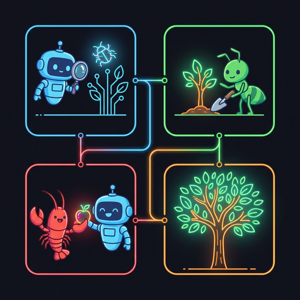 Ecosystem Cycle: Robots, Ants, and Lobsters
